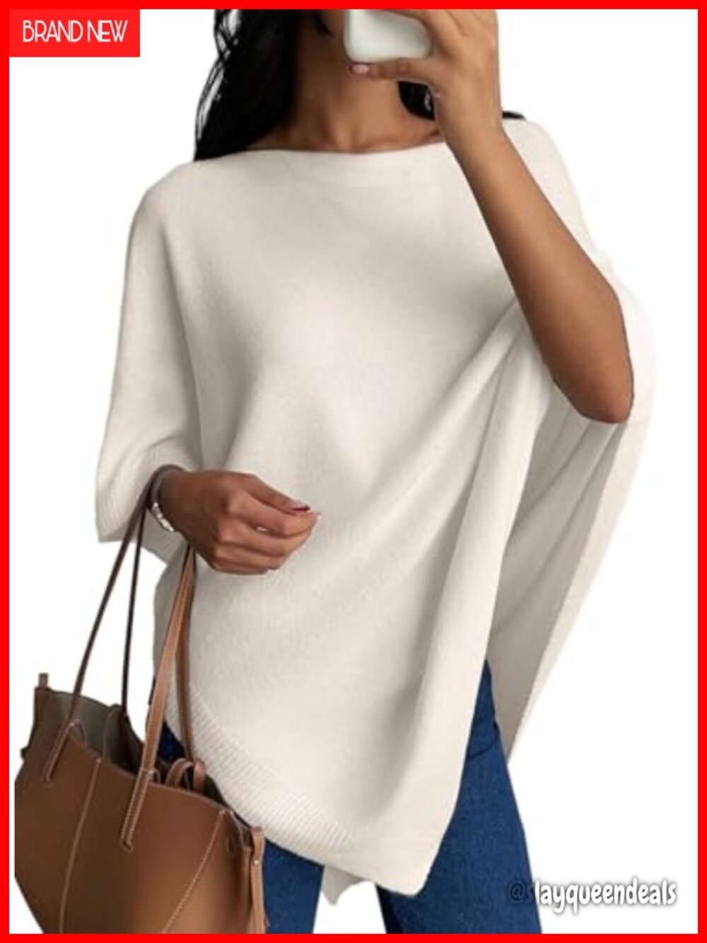 SHEWIN Womens Knit Poncho Lightweight Asymmetry Shawl Wrap Fall Sweater